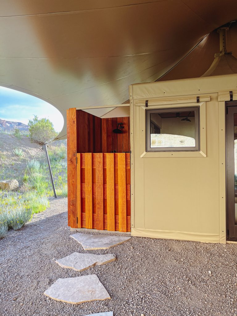 a tent with a door and a window