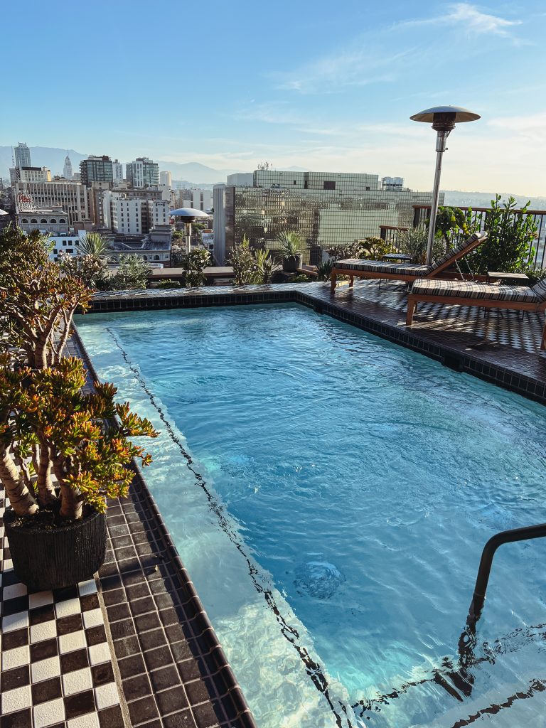 a pool on a rooftop