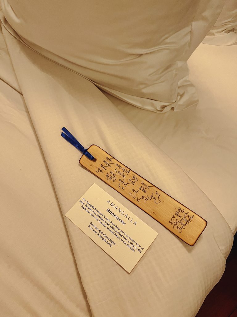 a bookmark on a bed