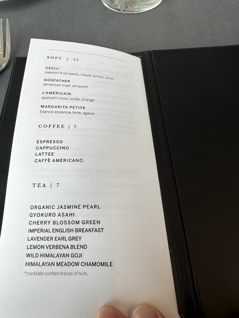 a menu in a black book