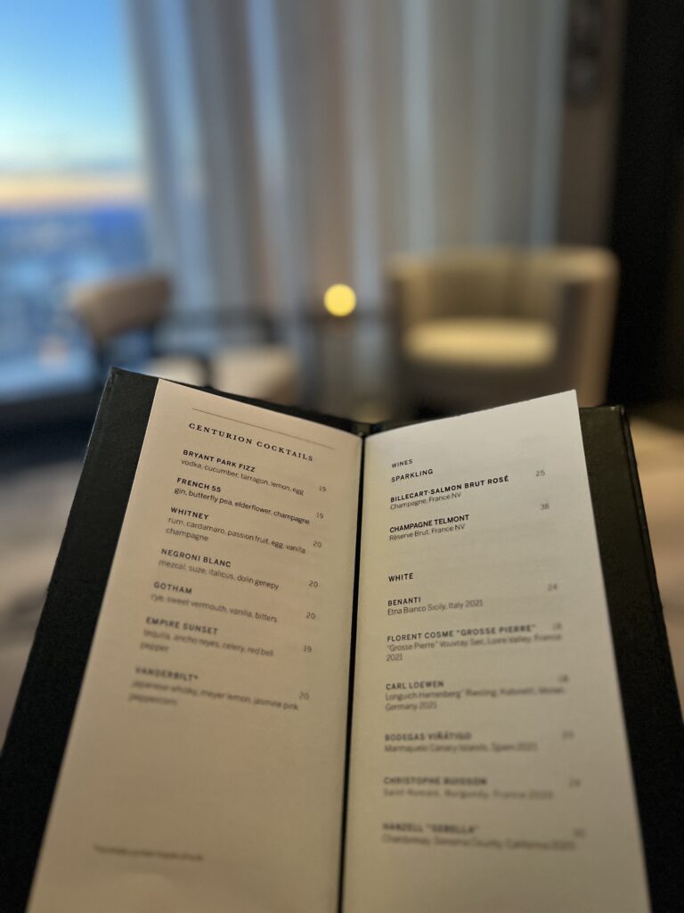 a menu in a restaurant