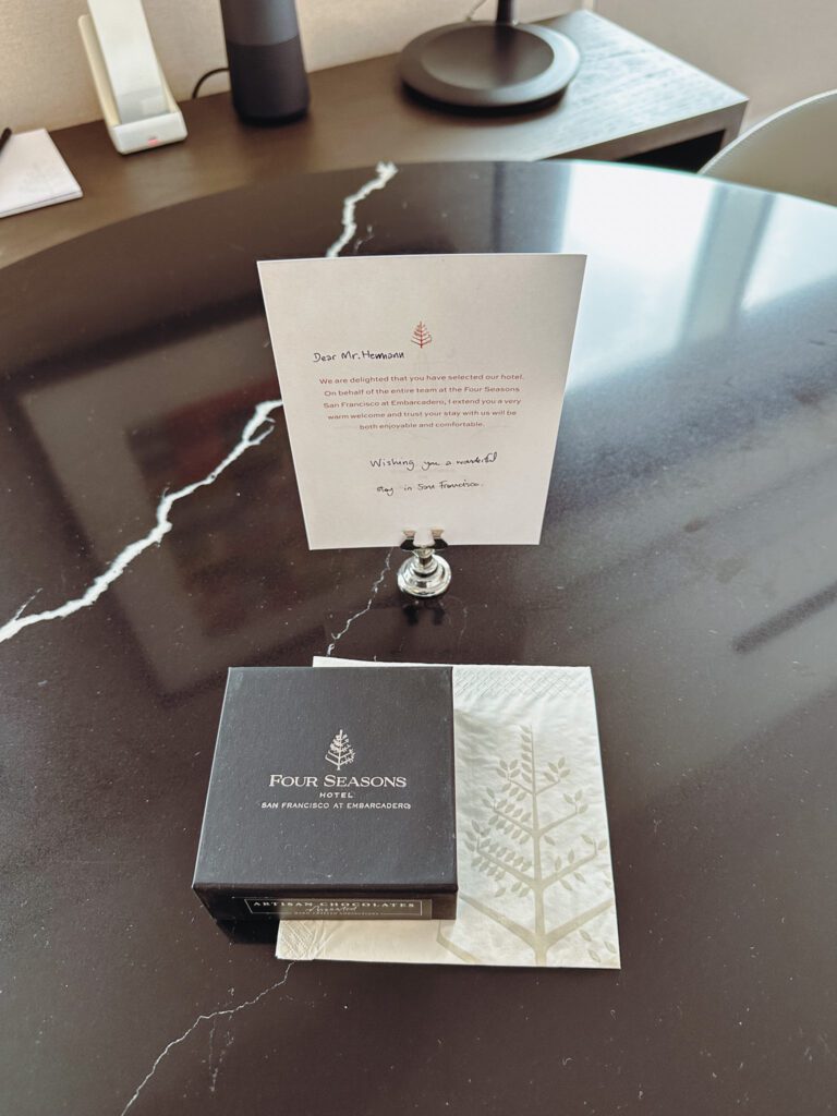 a card and a box on a table